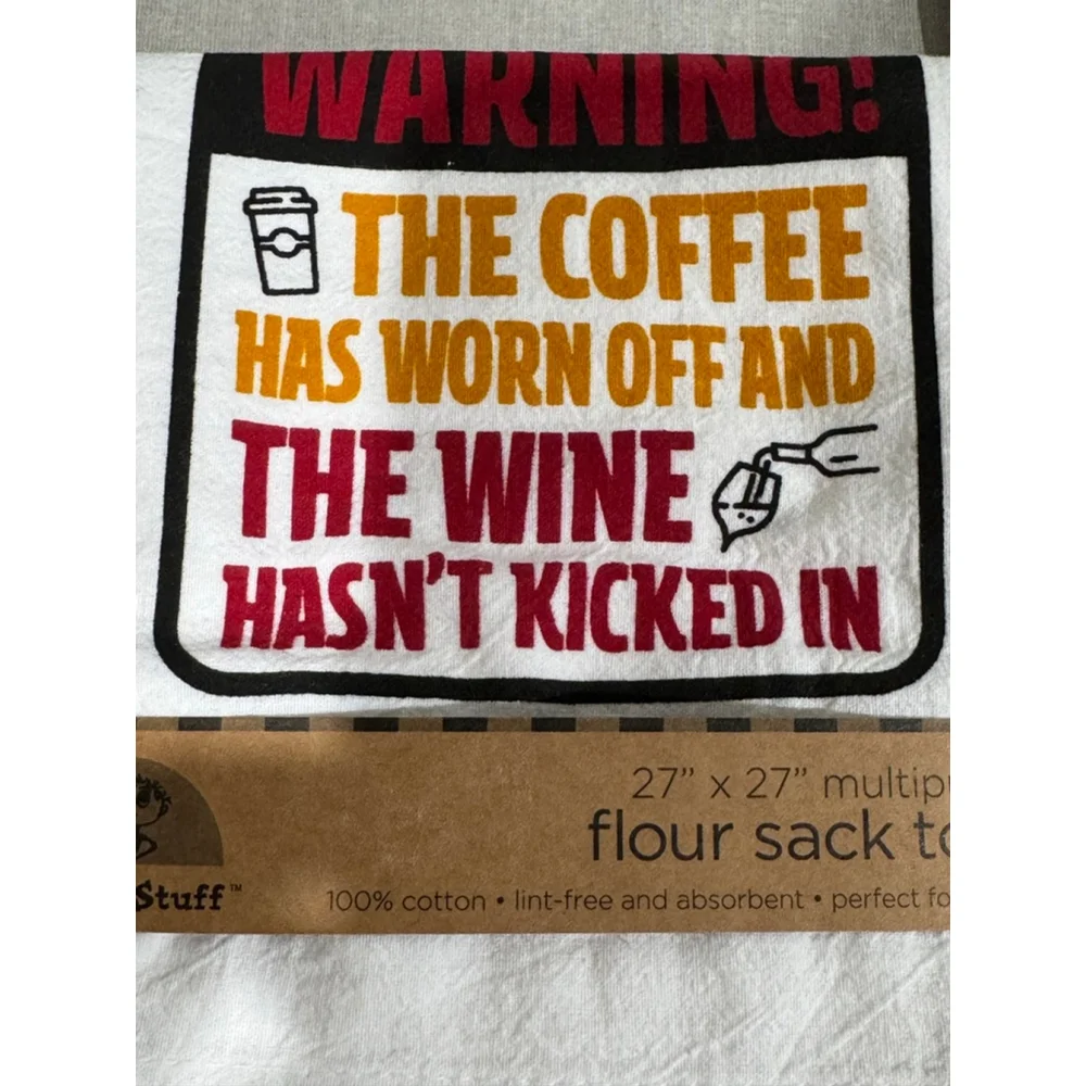 Set of 2 Chris's Stuff Kitchen Linens White Blue Wine Lover kitchen decor Towels